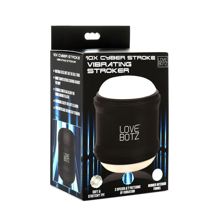 Lovebotz Male Sex Toys | Love Botz - Masturbator - 10X Cyber Stroke Vibrating Stroker - Dubbele open uiteinden - zwart