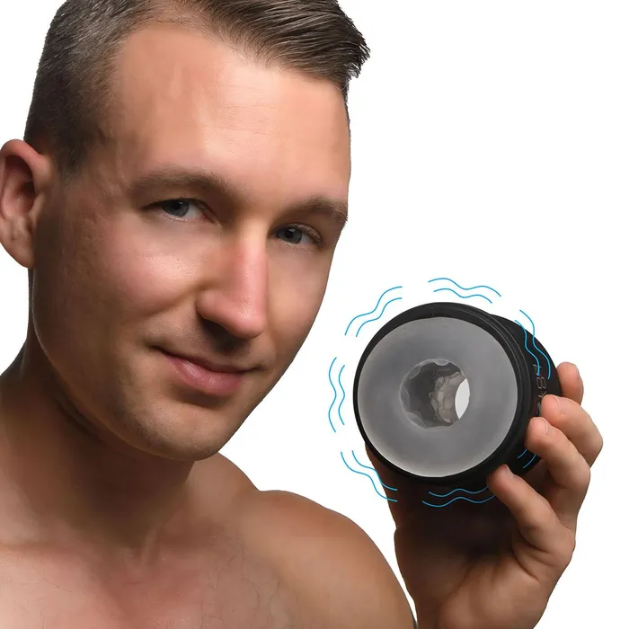 Lovebotz Male Sex Toys | Love Botz - Masturbator - 10X Cyber Stroke Vibrating Stroker - Dubbele open uiteinden - zwart