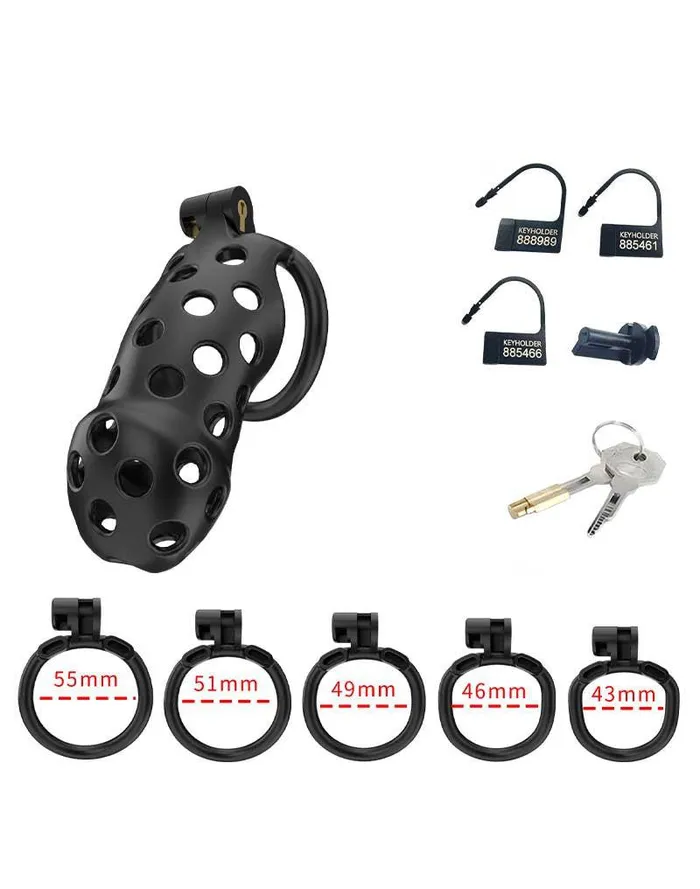 Male Sex Toys | Rimba Rimba Toys - P-Cage PC03 - Kunststof Kuisheidskooi - Peniskooi - Chastity - Zwart
