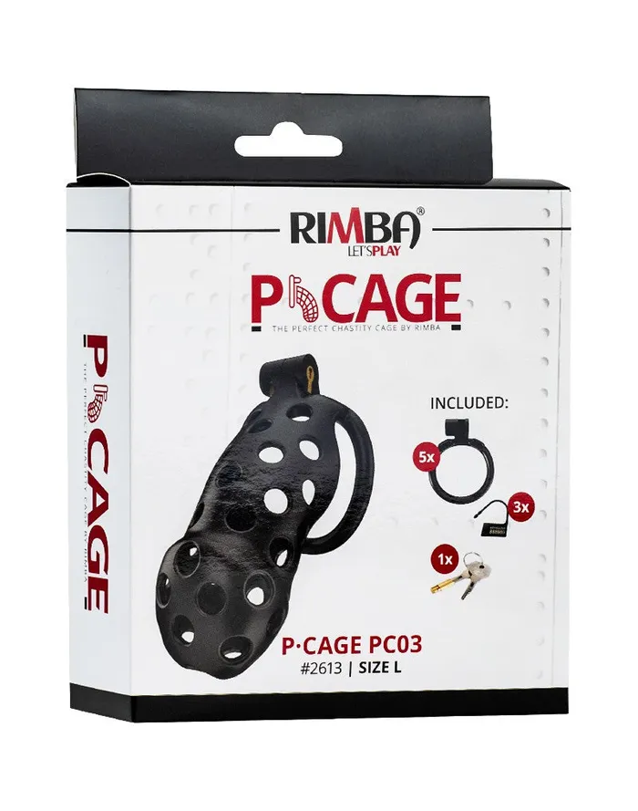 Male Sex Toys | Rimba Rimba Toys - P-Cage PC03 - Kunststof Kuisheidskooi - Peniskooi - Chastity - Zwart