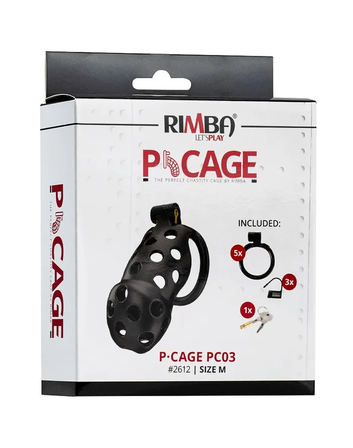 Male Sex Toys | Rimba Rimba Toys - P-Cage PC03 - Kunststof Kuisheidskooi - Peniskooi - Chastity - Zwart