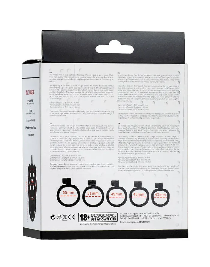 Male Sex Toys | Rimba Rimba Toys - P-Cage PC03 - Kunststof Kuisheidskooi - Peniskooi - Chastity - Zwart