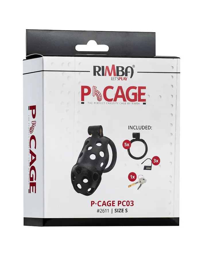 Male Sex Toys | Rimba Rimba Toys - P-Cage PC03 - Kunststof Kuisheidskooi - Peniskooi - Chastity - Zwart