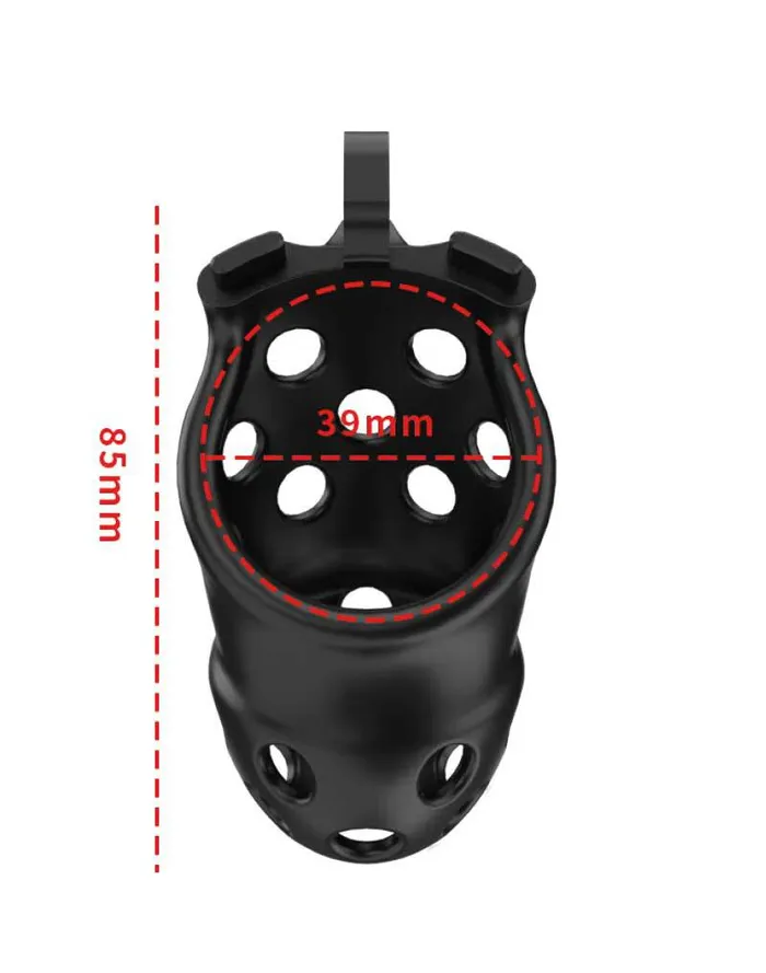 Male Sex Toys | Rimba Rimba Toys - P-Cage PC03 - Kunststof Kuisheidskooi - Peniskooi - Chastity - Zwart