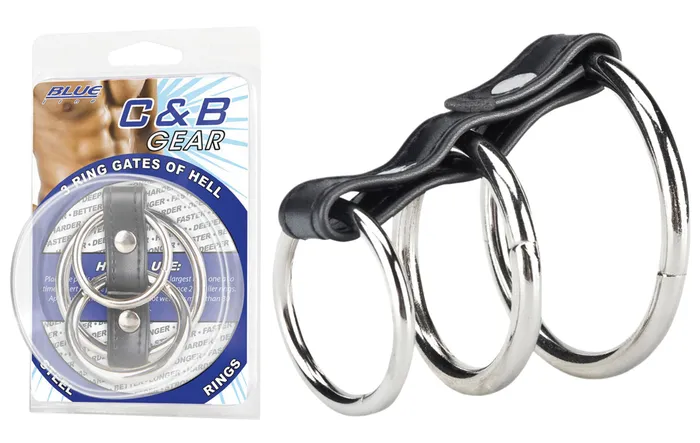BLUE LINE CB GEAR 3 Ring Gates Of Hell Metal Cock Ring Blue Line Male Sex Toys BLUE LINE CB GEAR 3 Ring Gates Of Hell Metal Cock Ring Blue Line Male Sex Toys