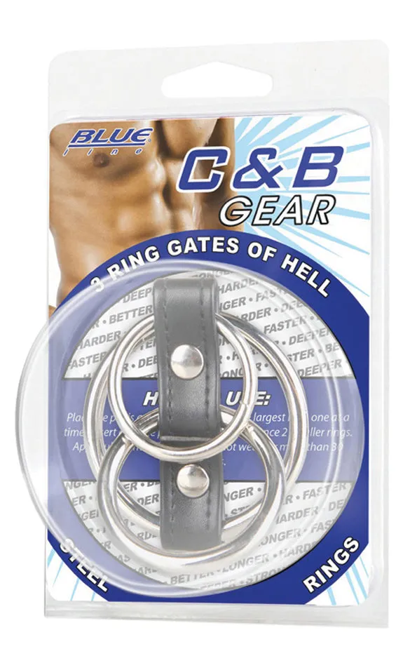 BLUE LINE C&B GEAR 3 Ring Gates Of Hell Metal Cock Ring | Blue Line Male Sex Toys BLUE LINE C&B GEAR 3 Ring Gates Of Hell Metal Cock Ring | Blue Line Male Sex Toys