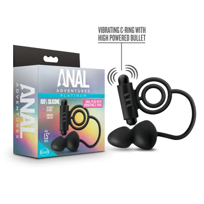 Blush Novelties Male Sex Toys | Anal Adventures Platinum Silicone Anal Ball W/ C Ring Black