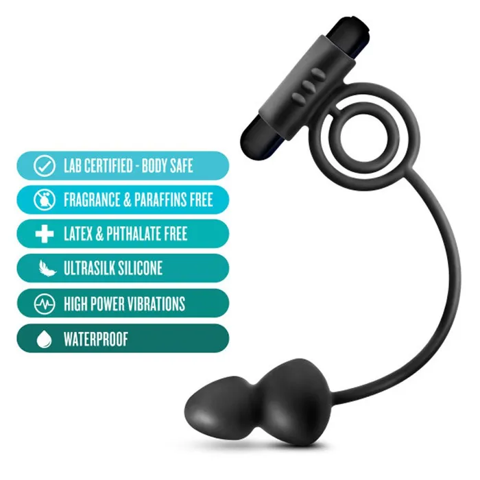 Blush Novelties Male Sex Toys | Anal Adventures Platinum Silicone Anal Ball W/ C Ring Black