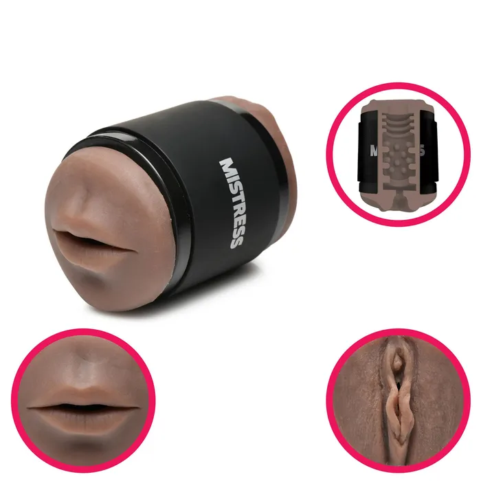 Curve Toys Mistress Double Shot Mouth and Pussy Stroker Dark Male Sex Toys