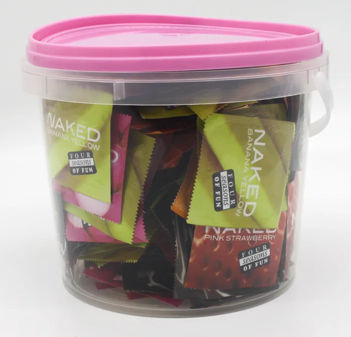 Four Seasons Female Sex Toys | Four Seasons Flavored 100 Condoms In A Bucket