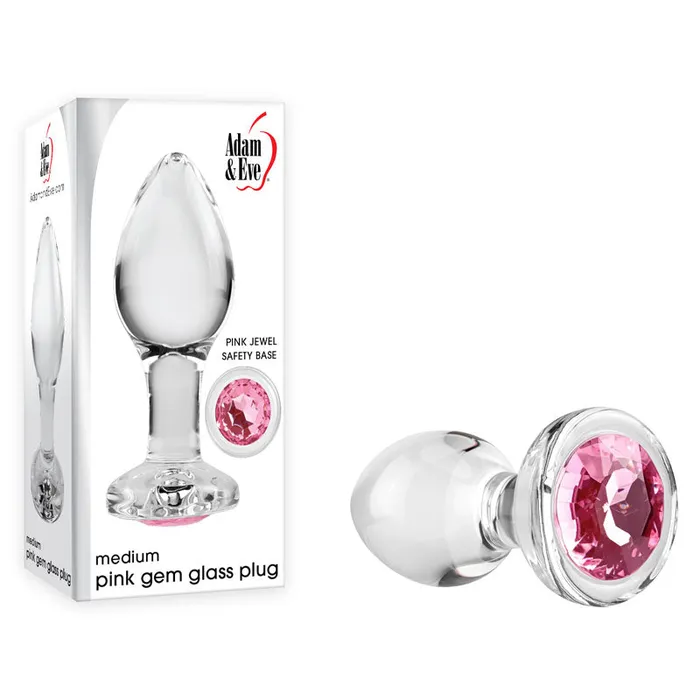 Male Sex Toys Adam Eve Adam and Eve PINK GEM GLASS PLUG MEDIUMaewf11402
