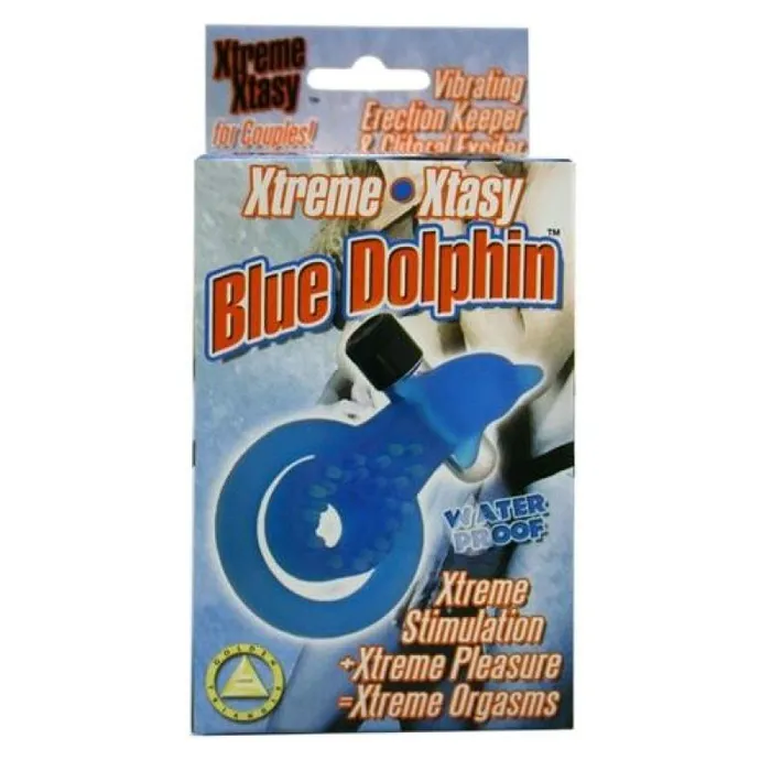 Male Sex Toys Golden Triangle Xtreme Xtasy Ring Dolphin CRing Blue