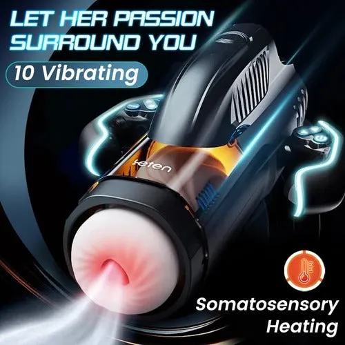 Male Sex Toys | LustyAge 10 Vibrating & Sucking Heating Voice Handheld Masturbator