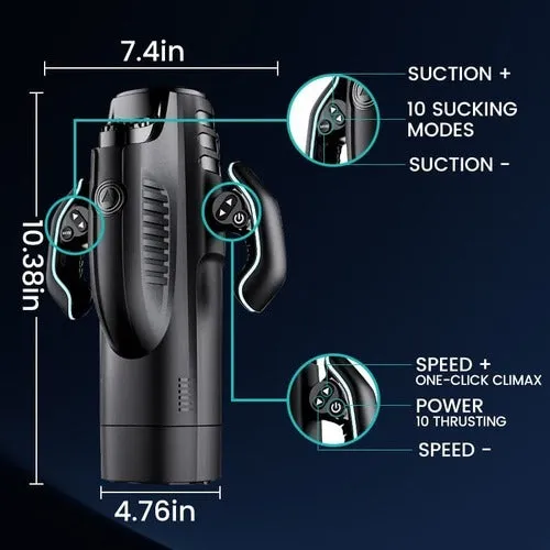 Male Sex Toys | LustyAge 10 Vibrating & Sucking Heating Voice Handheld Masturbator