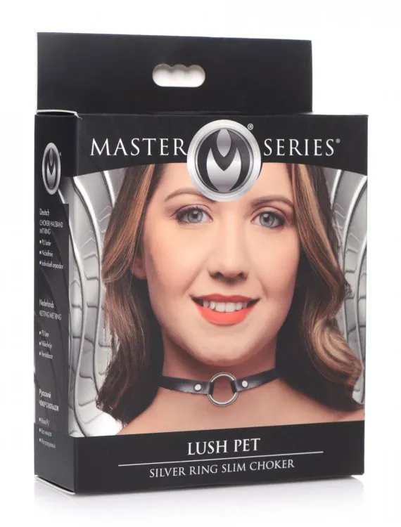 Male Sex Toys | Master Series Lush Pet Silver Ring Slim Choker - XR Brands