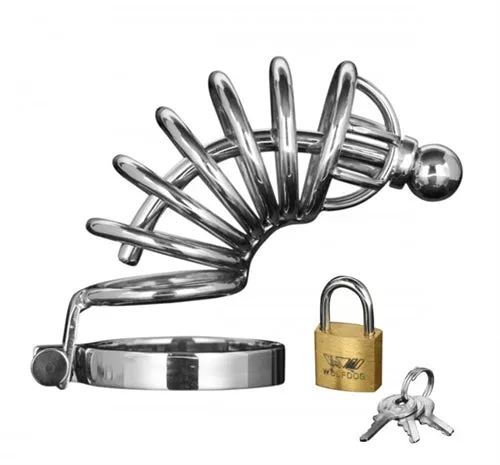 Male Sex Toys XR Brands Master Series Asylum 6 Ring Locking Chastity Cage Smallmedium