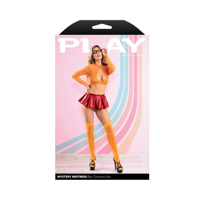 PLAY MYSTERY MISTRESS Costume - S/M - Orange/Red - S/M Size | Fantasy Lingerie Anal