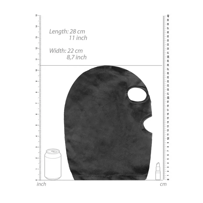 Shots Toys Couples | Ouch! Velvet & Velcro Mask with Eye and Mouth Opening - Black Hood Shots Toys Couples | Ouch! Velvet & Velcro Mask with Eye and Mouth Opening - Black Hood