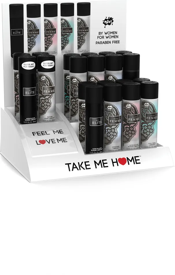 Vibrators Wet Wet Elite Black and Wet Elite Femme Testers and Countertop Display Vibrators Wet Wet Elite Black and Wet Elite Femme Testers and Countertop Display