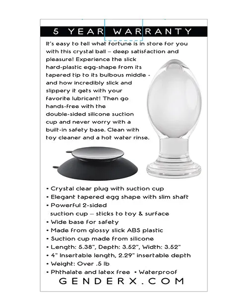 Anal Evolved Novelties INC Gender X Crystal Ball Plug wSuction Cup Clear