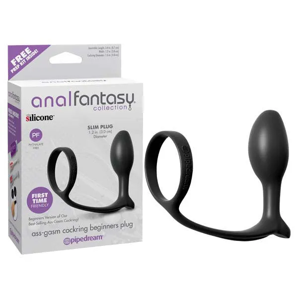 Anal Fantasy Collection AssGasm Cock Ring Beginners Plug Black Cock Ring with Anal Plug Pipedream Male Sex Toys Anal Fantasy Collection AssGasm Cock Ring Beginners Plug Black Cock Ring with Anal Plug Pipedream Male Sex Toys