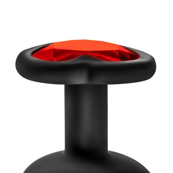 Anal Luxe Bling Plugs Silicone Butt Plug Training Kit with Red Gems Blush Novelties