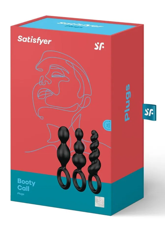 Anal Satisfyer Satisfyer Booty Call Silicone Textured Anal Plugs Black 3 Each