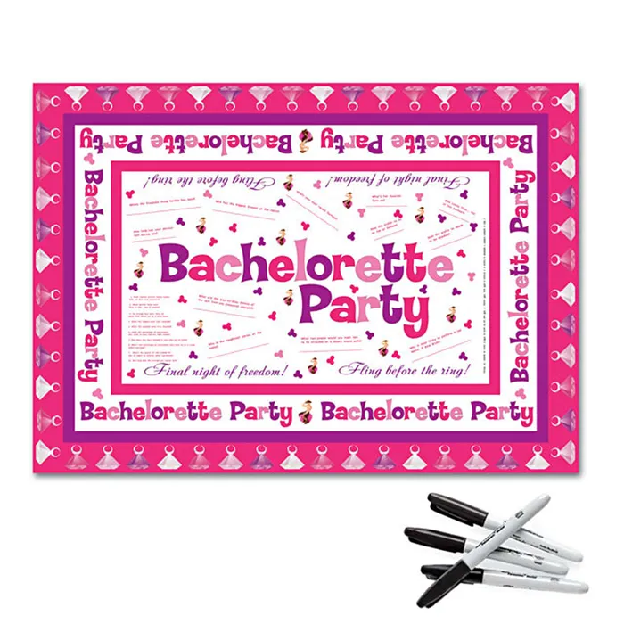 Bachelorette Tablecloth with 4 Markers Hott Products Male Sex Toys