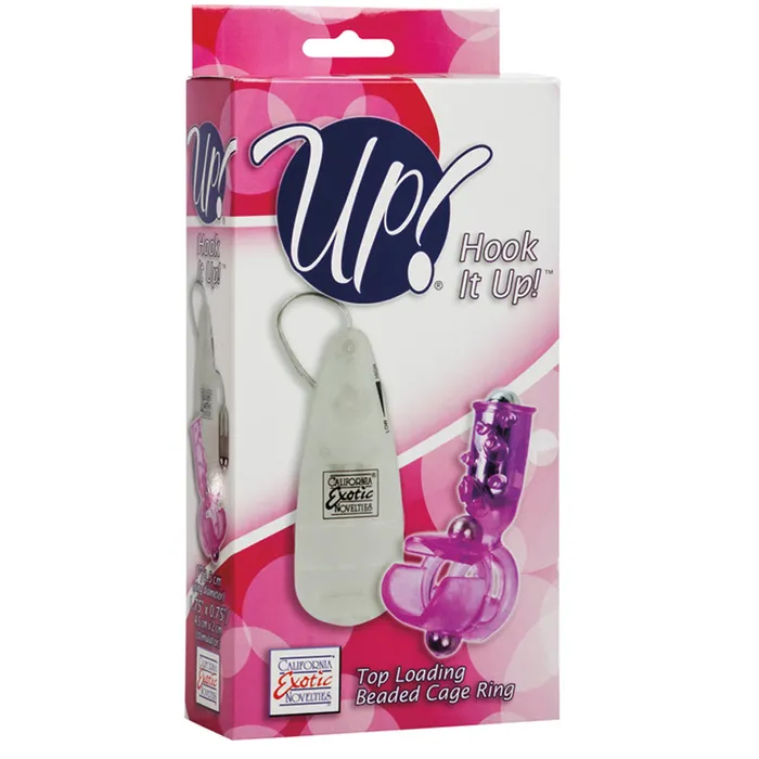 California Exotic Up Hook It Up Top Loading Beaded Cage Ring Pink California Exotic Male Sex Toys