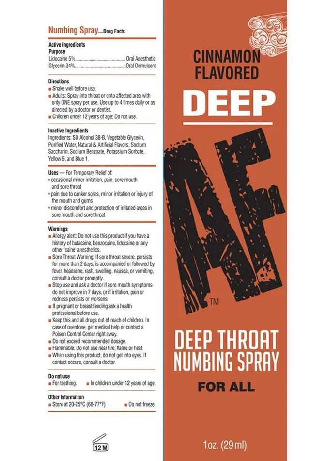 Deep AF Numbing Throat Spray Cinnamon AF Male Sex Toys