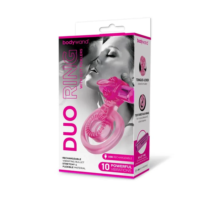 Male Sex Toys Bodywand Bodywand Rechargeable Duo Ring with Clit Tickler Pink Vibrating Cock Ring Male Sex Toys Bodywand Bodywand Rechargeable Duo Ring with Clit Tickler Pink Vibrating Cock Ring