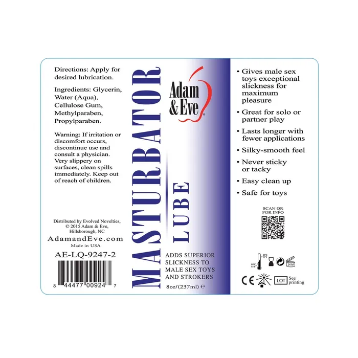 Male Sex Toys Creative Conceptions Adam Eve Masturbator Lube 8 oz