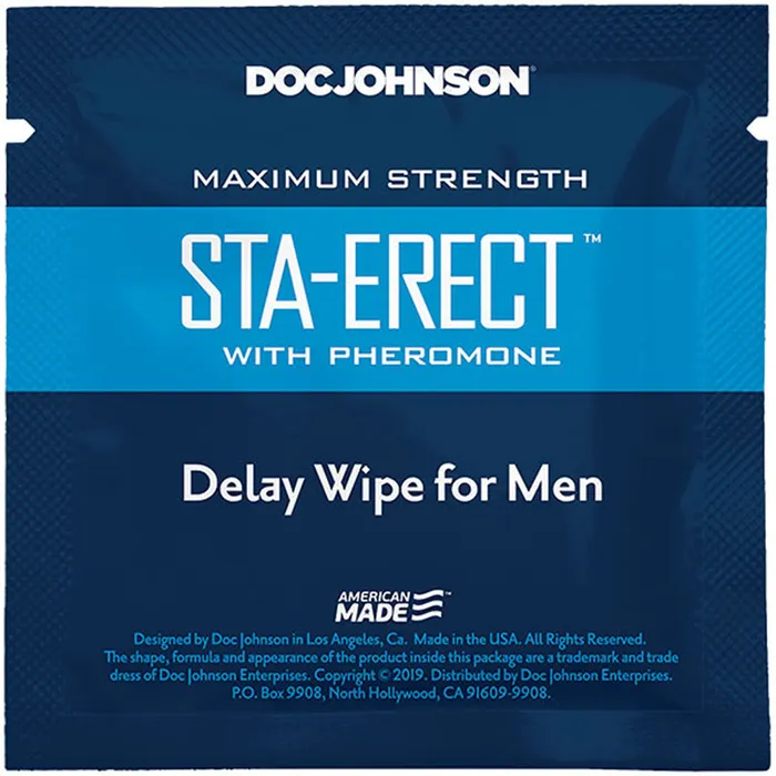 Male Sex Toys Doc Johnson StaErect With Pheromone Delay Wipes for Men 10 Pack