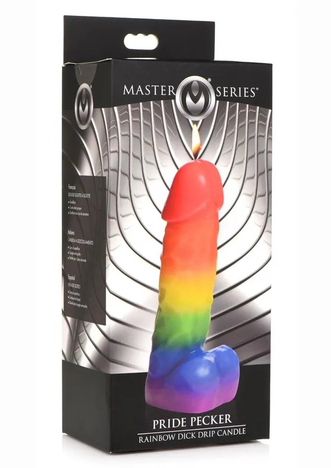 Male Sex Toys Master Series Master Series Pride Pecker Rainbow Drip Candle