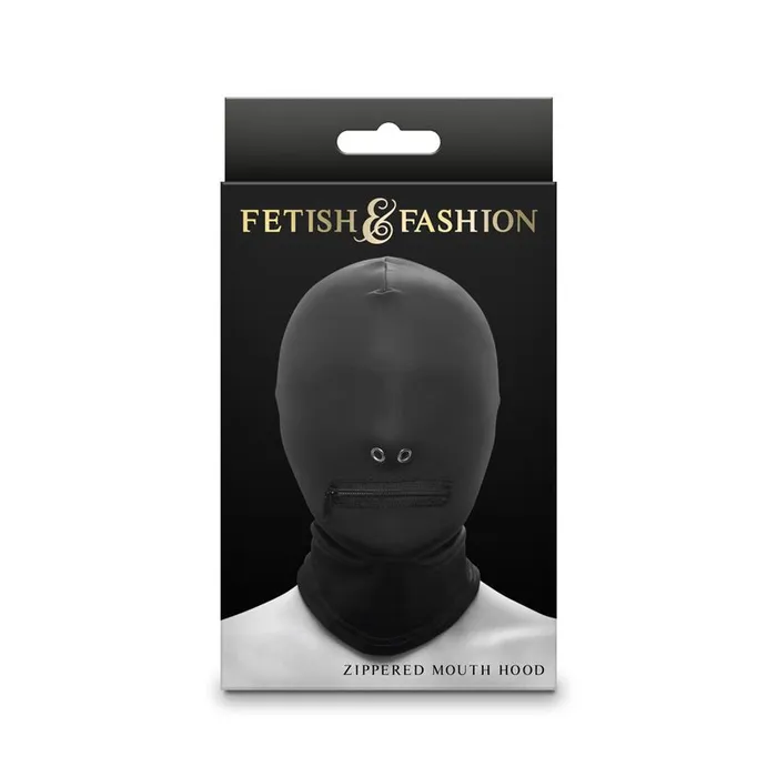 NS Novelties Fetish Fantasy Zippered Mouth Hood Black Hood Anal