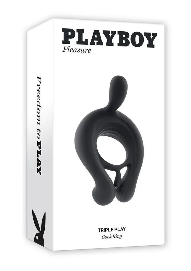 Playboy Triple Play Rechargeable Silicone Cock Ring with Remote Control Playboy Male Sex Toys