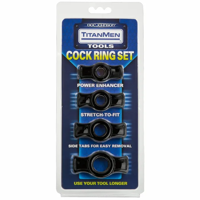 Titanmen Tools Cock Ring Set Black TitanMen Male Sex Toys