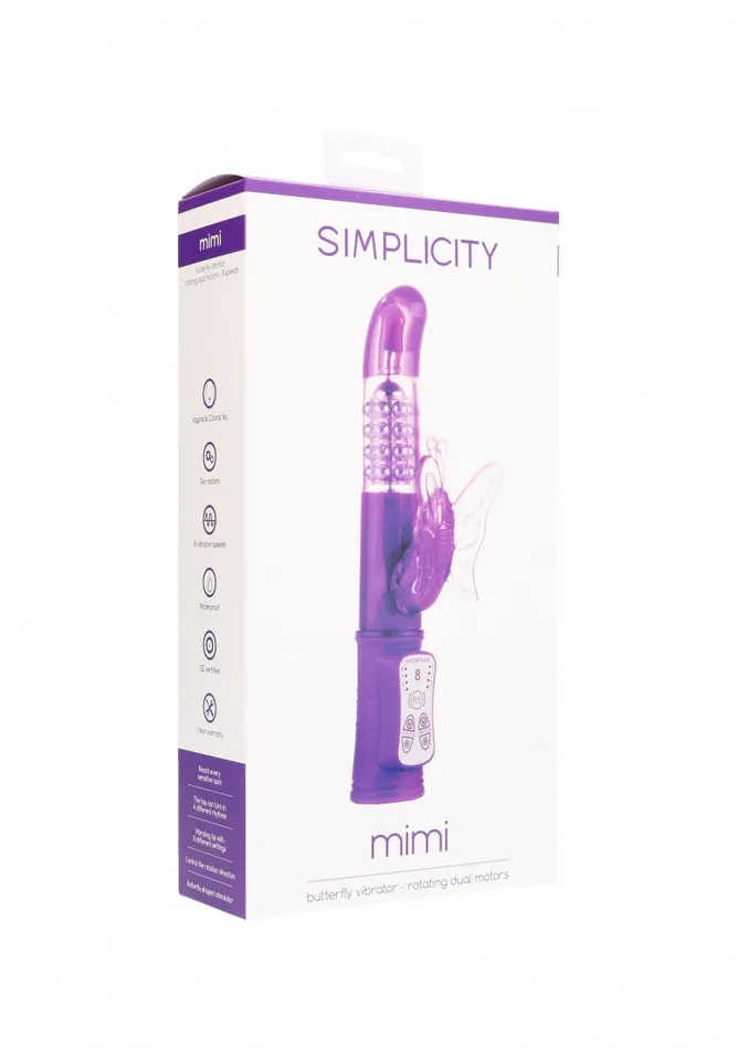 Vibrators Shots Simplicity MIMI butterfly vibrator rotating dual motors Purple