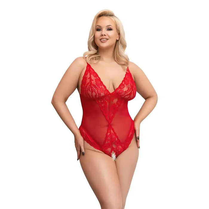 Anal Cottelli Lingerie Cottelli Curves Crotchless Body Red