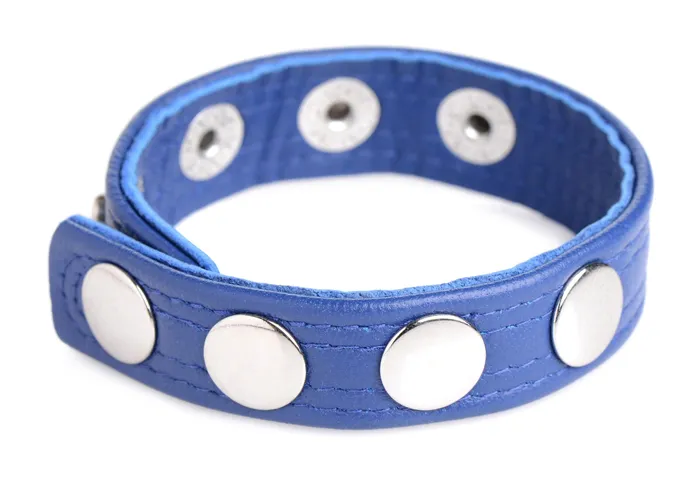 Cock Gear Leather Speed Snap Cock Ring Blue XR Brands Strict Male Sex Toys Cock Gear Leather Speed Snap Cock Ring Blue XR Brands Strict Male Sex Toys
