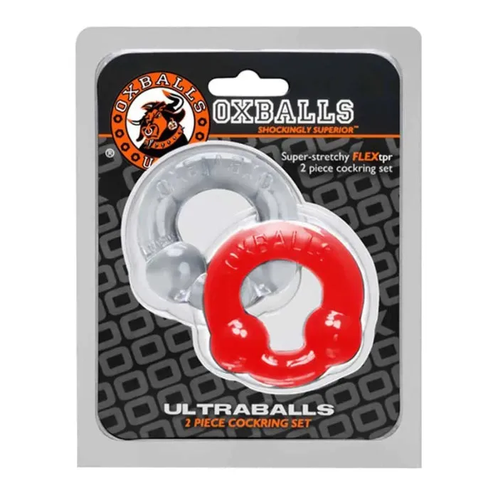 DUS Male Sex Toys Oxballs Silicone Cock Ring Set GreyRed 2