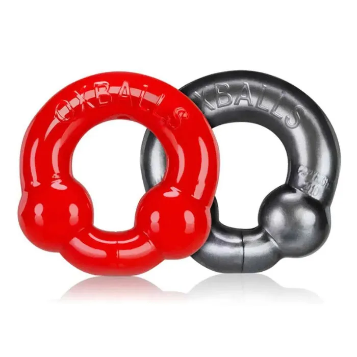DUS Male Sex Toys Oxballs Silicone Cock Ring Set GreyRed 2