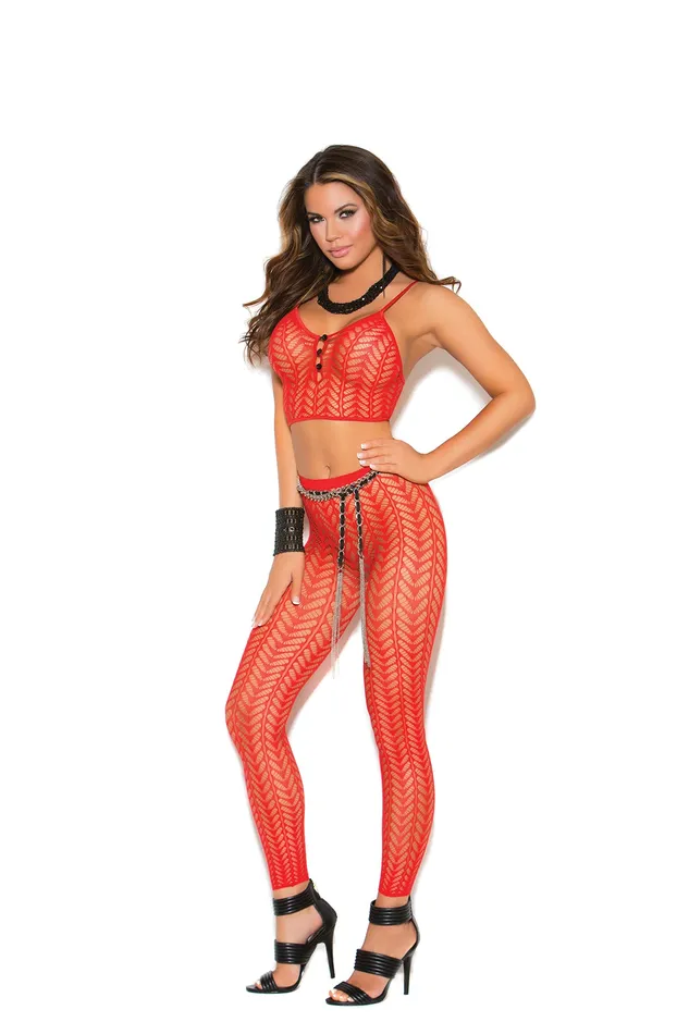 Elegant Moments Male Sex Toys Cami Top and Matching Legging With Feather Design One Size Red Elegant Moments Male Sex Toys Cami Top and Matching Legging With Feather Design One Size Red