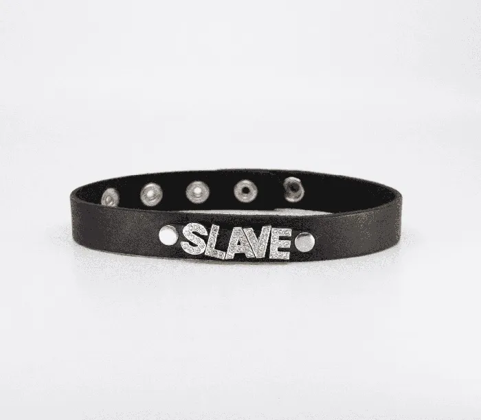 LOVE IN LEATHER Male Sex Toys Diamant Slave Faux Leather Choker COL010B