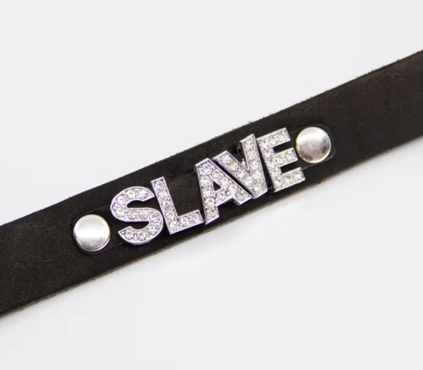 LOVE IN LEATHER Male Sex Toys Diamant Slave Faux Leather Choker COL010B