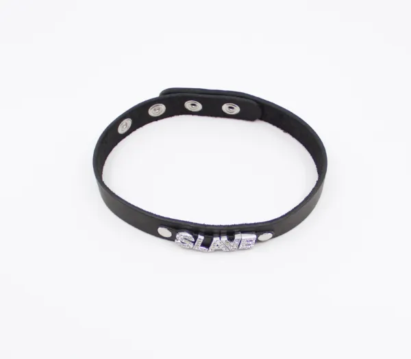 LOVE IN LEATHER Male Sex Toys Diamant Slave Faux Leather Choker COL010B