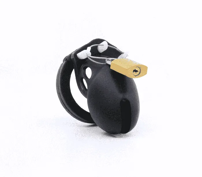 LOVE IN LEATHER Male Sex Toys Love In Leather Silicone Male Chastity Cage Black And Long Length