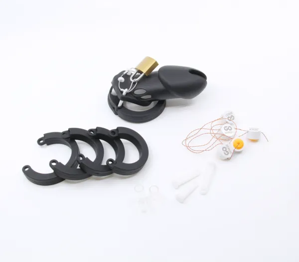 LOVE IN LEATHER Male Sex Toys Love In Leather Silicone Male Chastity Cage Black And Long Length