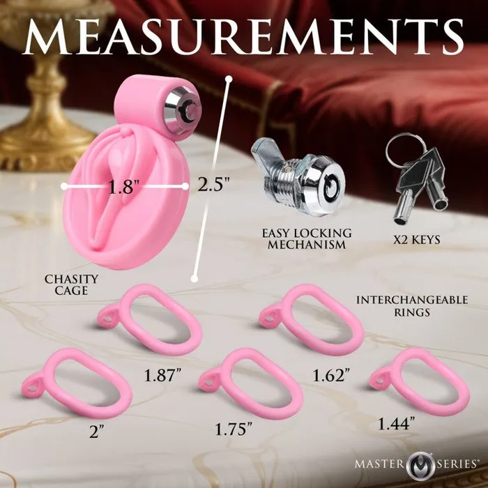 Male Sex Toys Master Series Master Series Pussification Vulva Chasity Cage Pink Male Sex Toys Master Series Master Series Pussification Vulva Chasity Cage Pink