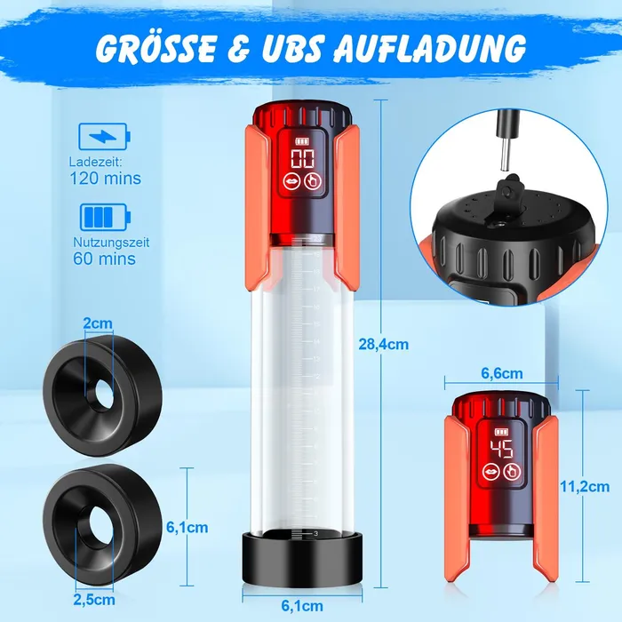 Male Sex Toys xeoxhoneyde Penis Pumpe mit 5 Saugstufen 100 Wasserdicht Penis Extender